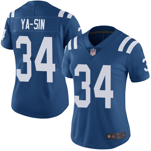 Colts #34 Rock Ya-Sin Royal Blue Team Color Women's Stitched Football Vapor Untouchable Limited Jersey Colts #34 Rock Ya-Sin Royal Blue Team Color Women's Stitched Football Vapor Untouchable Limited Jersey