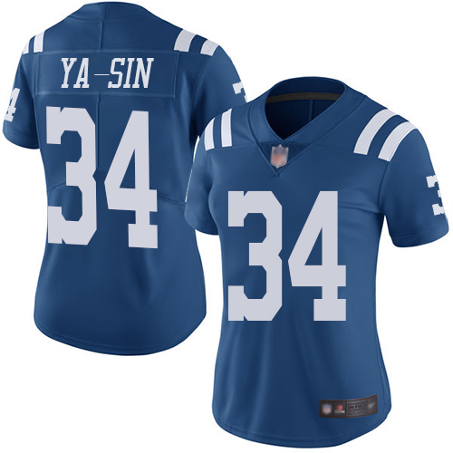 Colts #34 Rock Ya-Sin Royal Blue Women's Stitched Football Limited Rush Jersey Colts #34 Rock Ya-Sin Royal Blue Women's Stitched Football Limited Rush Jersey