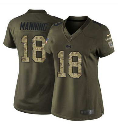 Nike Colts #18 Peyton Manning Green Women's Stitched NFL Limited Salute to Service Jersey Nike Colts #18 Peyton Manning Green Women's Stitched NFL Limited Salute to Service Jersey