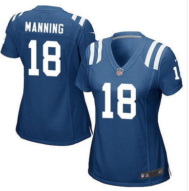 Nike Colts #18 Peyton Manning Royal Blue Team Color Women's Stitched NFL Elite Jersey