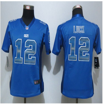 Women New new Indianapolis Colts 12 Andrew Luck Blue Strobe Elite Jersey Women New new Indianapolis Colts 12 Andrew Luck Blue Strobe Elite Jersey