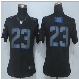Women New Colts #23 Frank Gore Black Impact Stitched NFL Limited Jersey