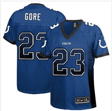 Women New Colts #23 Frank Gore Royal Blue Team Color Stitched NFL Elite