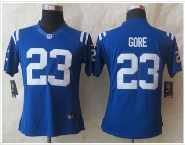Women New Colts #23 Frank Gore Royal Blue Team Color Stitched NFL Limited Jersey