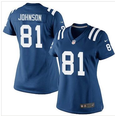 NEW Indianapolis Colts #81 Andre Johnson Royal Blue Team Color Women's Stitched NFL jersey