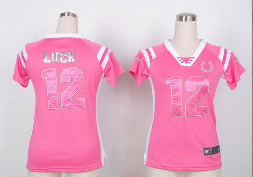 NEW Indianapolis Colts #12 Andrew Luck Women Draft Him Shimmer V-Neck T-Shirt - Pink NEW Indianapolis Colts #12 Andrew Luck Women Draft Him Shimmer V-Neck T-Shirt - Pink