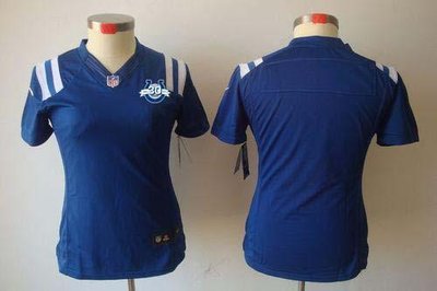 NEW Colts Blank Royal Blue Team Color With 30TH Seasons Patch Women's Stitched NFL Limited Jersey