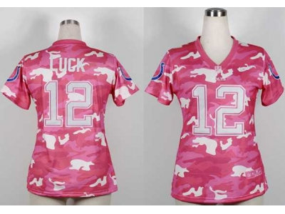 NEW women nfl jerseys indianapolis colts #12 luck pink(fashion camo)