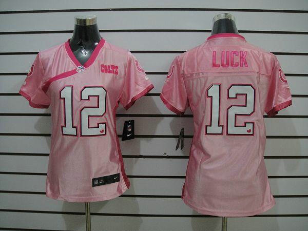 NEW Womens Indianapolis Colts #12 Luck Pink Colors Be Luv'd Jerseys