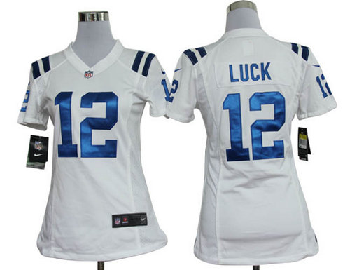Women Nike NFL Indianapolis Colts 12 Andrew Luck White Jerseys