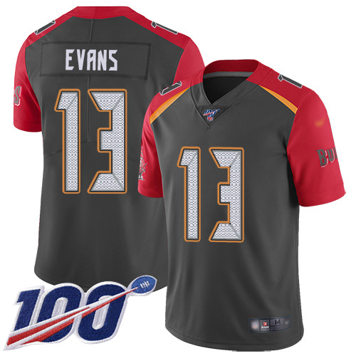 Buccaneers #13 Mike Evans Gray Youth Stitched Football Limited Inverted Legend 100th Season Jersey Buccaneers #13 Mike Evans Gray Youth Stitched Football Limited Inverted Legend 100th Season Jersey
