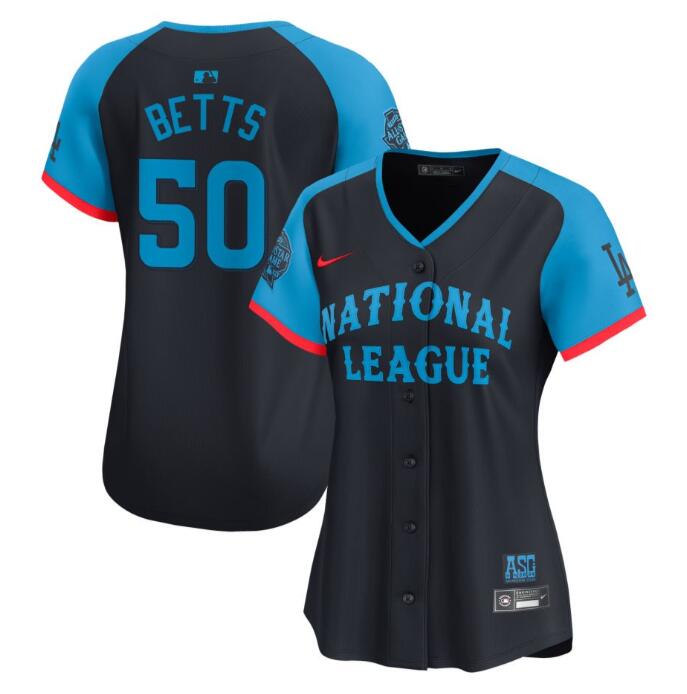 Women's National League #50 Mookie Betts Navy 2024 All-Star Limited Stitched Baseball Jersey(Run Small) Women's National League #50 Mookie Betts Navy 2024 All-Star Limited Stitched Baseball Jersey(Run Small)