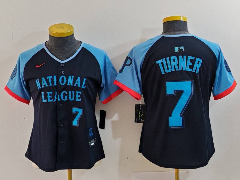 Women's National League #7 Trea Turner Navy 2024 All-Star Limited Stitched Baseball Jersey(Run Small) 6 Women's National League #7 Trea Turner Navy 2024 All-Star Limited Stitched Baseball Jersey(Run Small) 6