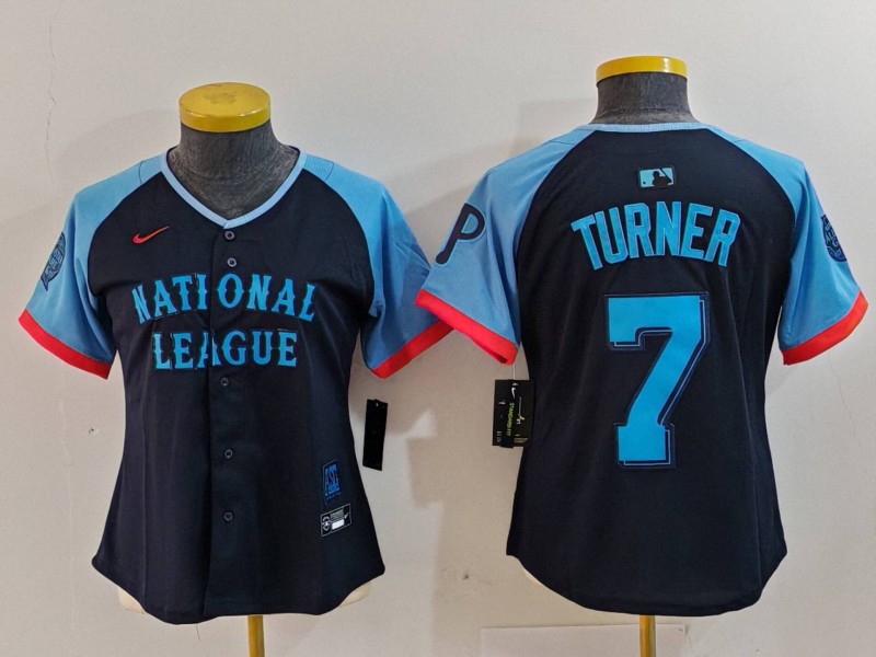 Women's National League #7 Trea Turner Navy 2024 All-Star Limited Stitched Baseball Jersey(Run Small) 5 Women's National League #7 Trea Turner Navy 2024 All-Star Limited Stitched Baseball Jersey(Run Small) 5