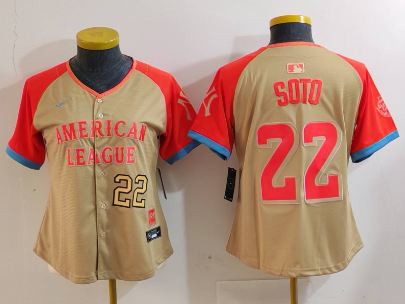 Women's American League #22 Juan Soto Cream 2024 All-Star Limited Stitched Baseball Jersey(Run Small) 9