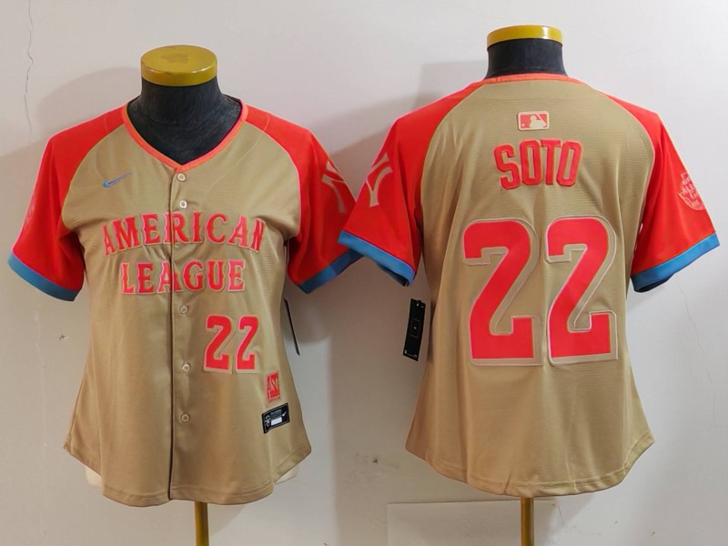 Women's American League #22 Juan Soto Cream 2024 All-Star Limited Stitched Baseball Jersey(Run Small) 7