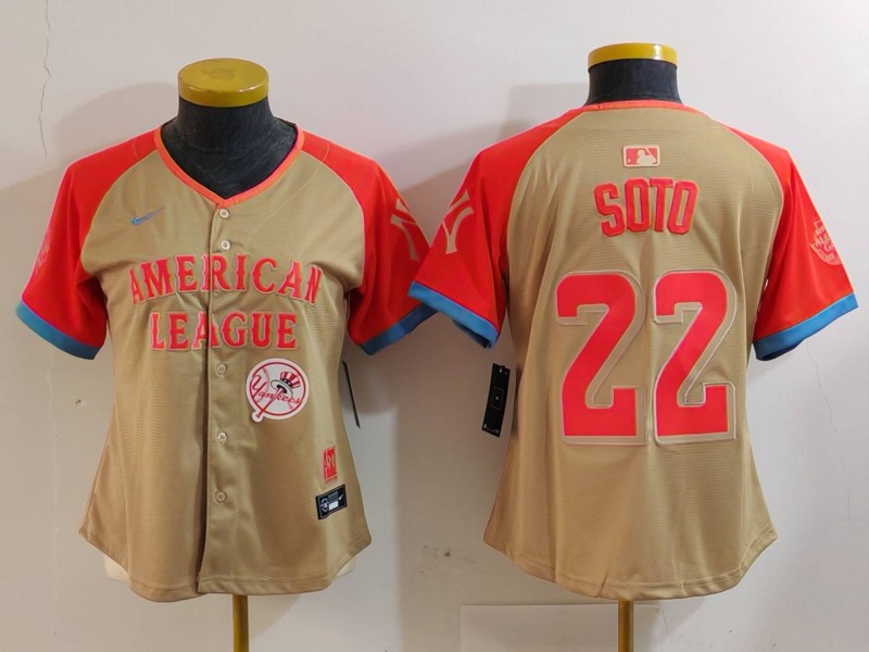 Women's American League #22 Juan Soto Cream 2024 All-Star Limited Stitched Baseball Jersey(Run Small) 6 Women's American League #22 Juan Soto Cream 2024 All-Star Limited Stitched Baseball Jersey(Run Small) 6