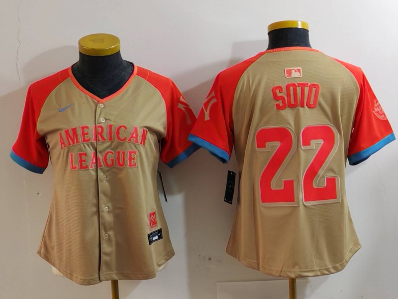 Women's American League #22 Juan Soto Cream 2024 All-Star Limited Stitched Baseball Jersey(Run Small) 5