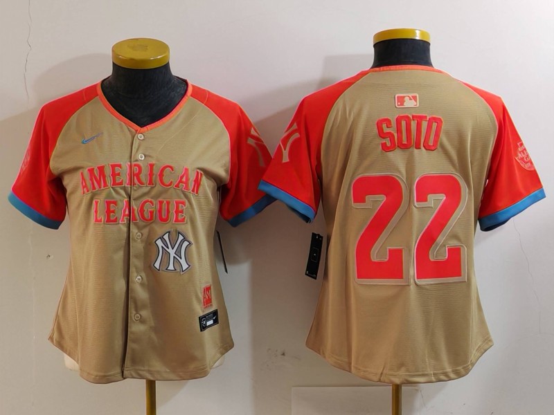 Women's American League #22 Juan Soto Cream 2024 All-Star Limited Stitched Baseball Jersey(Run Small) 3