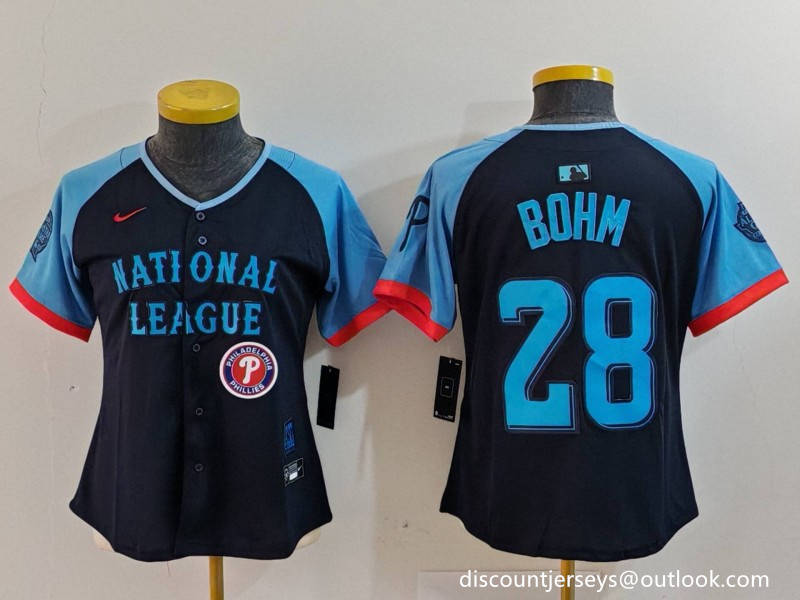 Women's National League #28 Alec Bohm Navy 2024 All-Star Limited Stitched Baseball Jersey(Run Small) 5