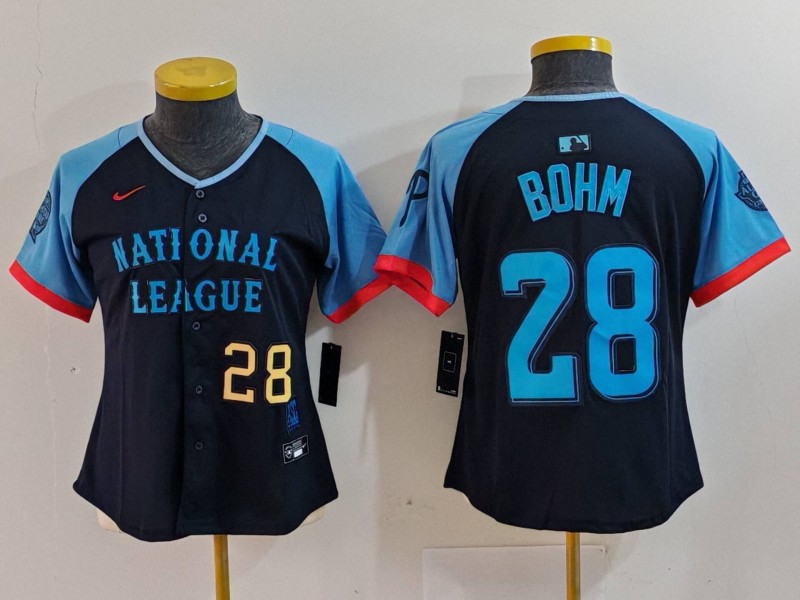 Women's National League #28 Alec Bohm Navy 2024 All-Star Limited Stitched Baseball Jersey(Run Small) 3