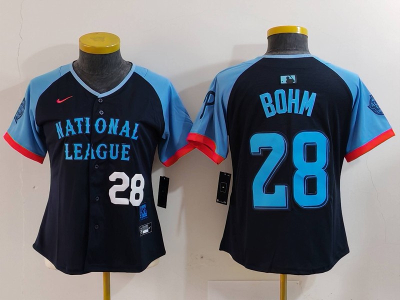 Women's National League #28 Alec Bohm Navy 2024 All-Star Limited Stitched Baseball Jersey(Run Small) 2