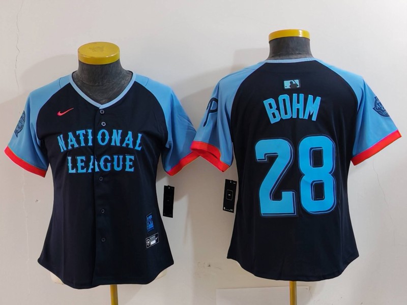 Women's National League #28 Alec Bohm Navy 2024 All-Star Limited Stitched Baseball Jersey(Run Small) 1