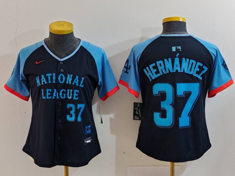 Women's National League #37 Teoscar Hernandez Navy 2024 All-Star Limited Stitched Baseball Jersey 6