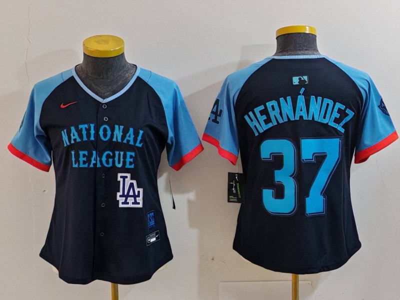 Women's National League #37 Teoscar Hernandez Navy 2024 All-Star Limited Stitched Baseball Jersey 5