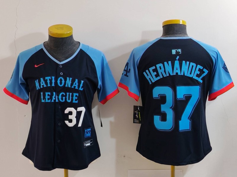 Women's National League #37 Teoscar Hernandez Navy 2024 All-Star Limited Stitched Baseball Jersey 1