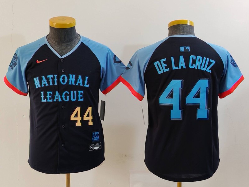 Youth National League #44 Elly De La Cruz Navy 2024 All-Star Limited Stitched Baseball Jersey 3 Youth National League #44 Elly De La Cruz Navy 2024 All-Star Limited Stitched Baseball Jersey 3