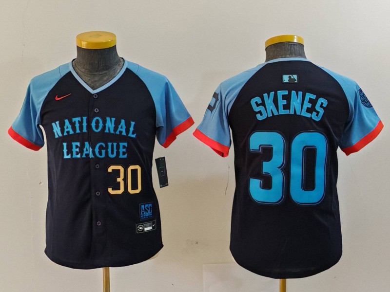Youth National League #30 Paul Skenes Navy 2024 All-Star Limited Stitched Baseball Jersey 1 Youth National League #30 Paul Skenes Navy 2024 All-Star Limited Stitched Baseball Jersey 1