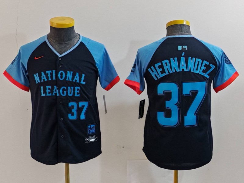 Youth National League #37 Teoscar Hernandez Navy 2024 All-Star Limited Stitched Baseball Jersey 8