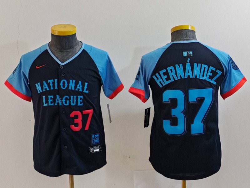 Youth National League #37 Teoscar Hernandez Navy 2024 All-Star Limited Stitched Baseball Jersey 3