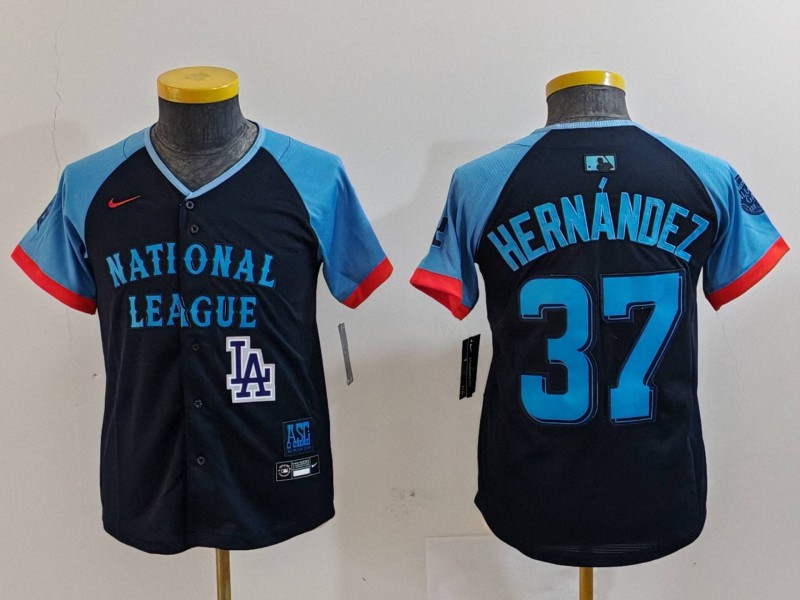 Youth National League #37 Teoscar Hernandez Navy 2024 All-Star Limited Stitched Baseball Jersey 2