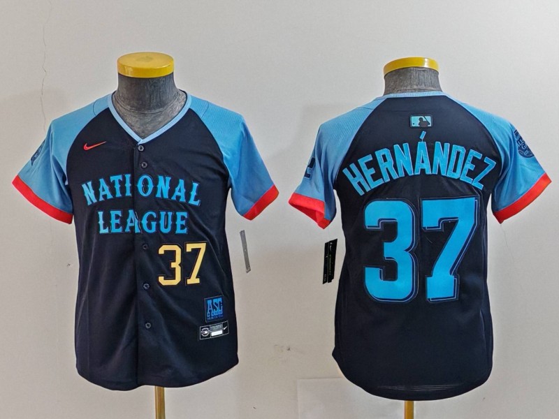 Youth National League #37 Teoscar Hernandez Navy 2024 All-Star Limited Stitched Baseball Jersey 1
