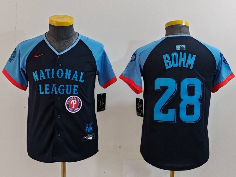 Youth National League #28 Alec Bohm Navy 2024 All-Star Limited Stitched Baseball Jersey 8