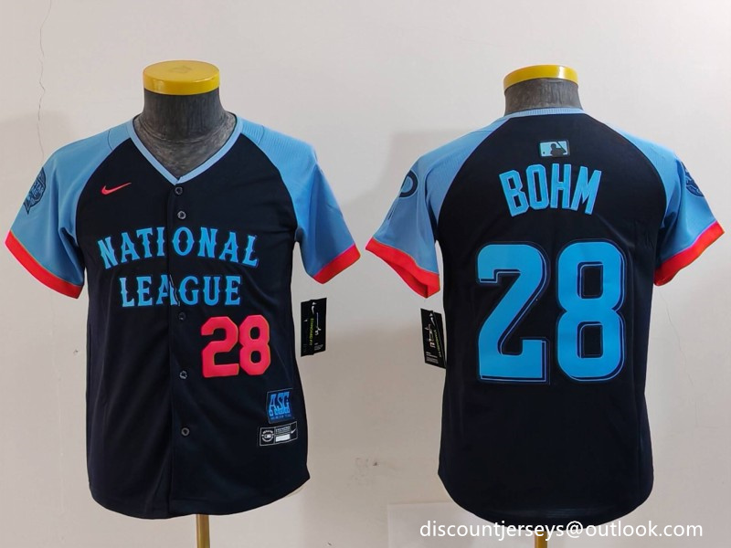 Youth National League #28 Alec Bohm Navy 2024 All-Star Limited Stitched Baseball Jersey 6