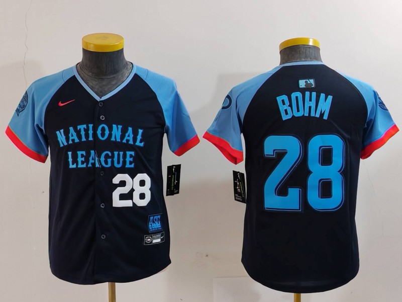 Youth National League #28 Alec Bohm Navy 2024 All-Star Limited Stitched Baseball Jersey 3