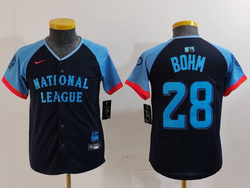 Youth National League #28 Alec Bohm Navy 2024 All-Star Limited Stitched Baseball Jersey 2
