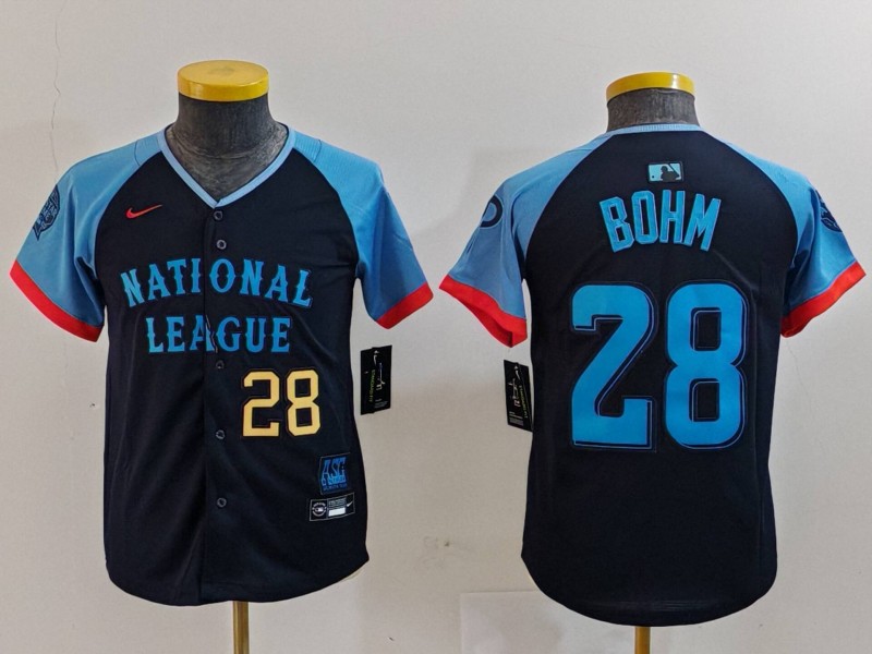 Youth National League #28 Alec Bohm Navy 2024 All-Star Limited Stitched Baseball Jersey 1