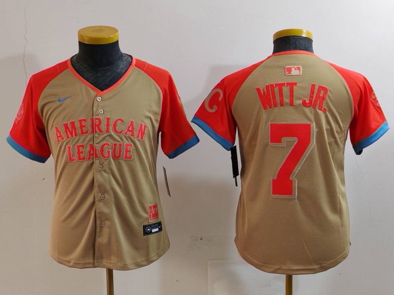 Youth American League #7 Bobby Witt Jr. Cream 2024 All-Star Limited Stitched Jersey 3