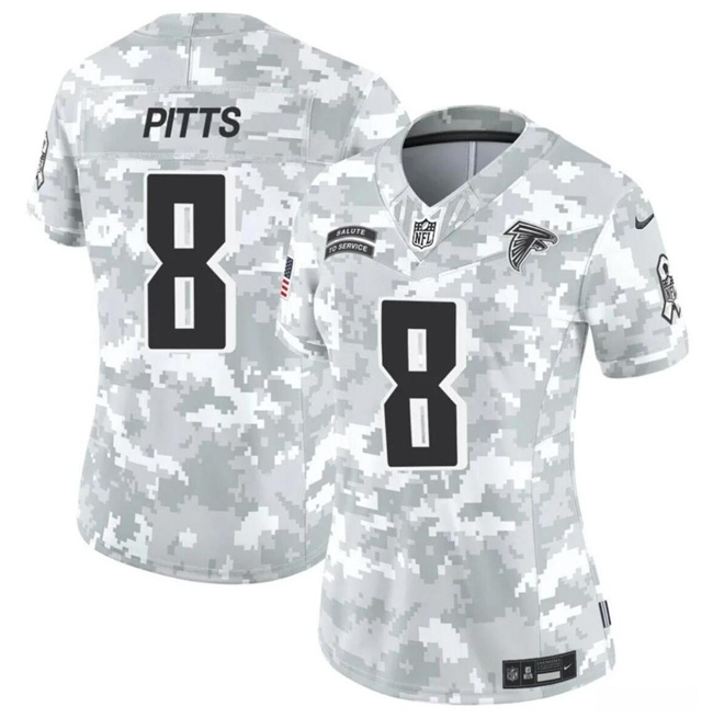 Women's Atlanta Falcons #8 Kyle Pitts 2024 F.U.S.E Arctic Camo Salute To Service Limited Stitched Football Jersey(Run Small) Women's Atlanta Falcons #8 Kyle Pitts 2024 F.U.S.E Arctic Camo Salute To Service Limited Stitched Football Jersey(Run Small)