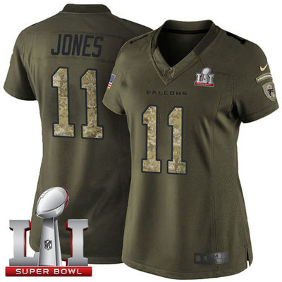 Nike Falcons #11 Julio Jones Green Super Bowl LI 51 Women's Stitched NFL Limited Salute to Service Jersey