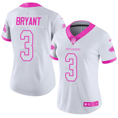 Nike Falcons #3 Matt Bryant White Pink Women's Stitched NFL Limited Rush Fashion Jersey Nike Falcons #3 Matt Bryant White Pink Women's Stitched NFL Limited Rush Fashion Jersey