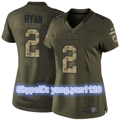 Nike Falcons #2 Matt Ryan Green Women's Stitched NFL Limited Salute to Service Jersey