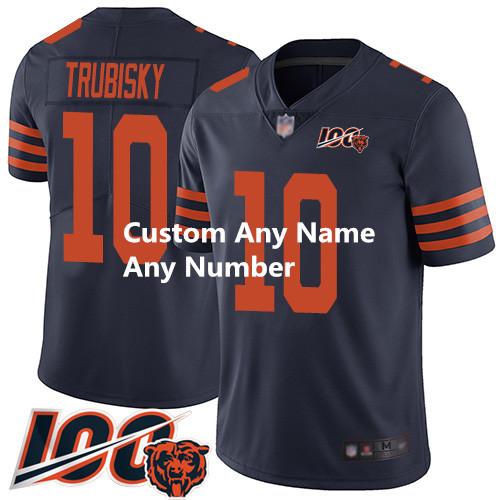 Custom Bears Navy Blue Alternate Men's Stitched Football 100th Season Vapor Limited Jersey Custom Bears Navy Blue Alternate Men's Stitched Football 100th Season Vapor Limited Jersey