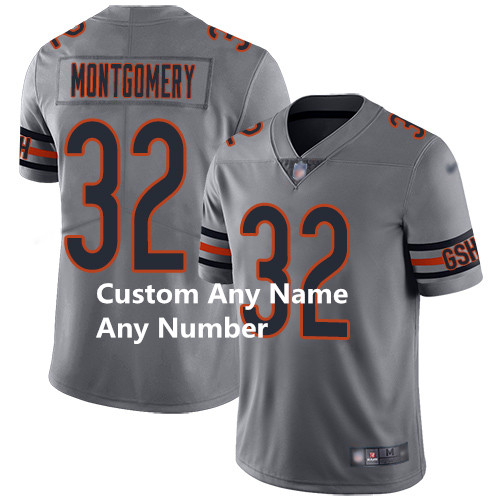 Custom Men's Bears Silver Stitched Football Limited Inverted Legend Jersey Custom Men's Bears Silver Stitched Football Limited Inverted Legend Jersey