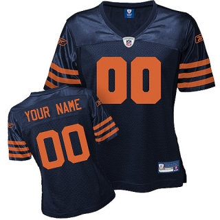 Chicago Bears Women Customized Blue Orange Numbers Jersey