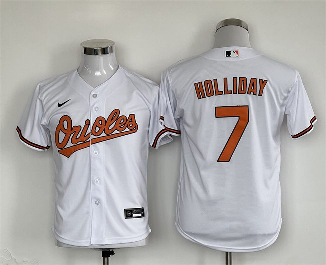 Youth Baltimore Orioles #7 Jackson Holliday White Stitched Baseball Jersey Youth Baltimore Orioles #7 Jackson Holliday White Stitched Baseball Jersey